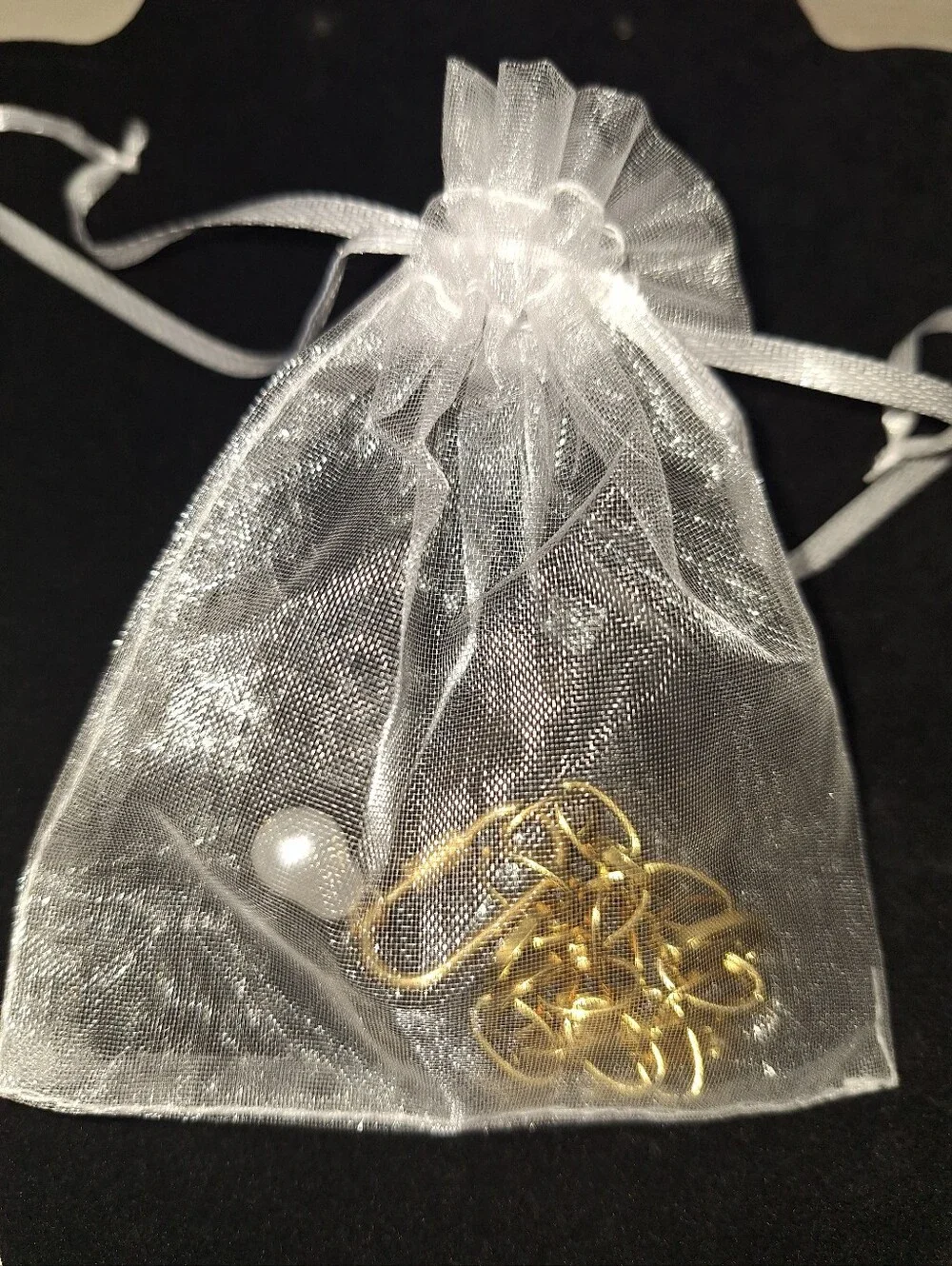 Gold Link Chain Bracelet with White Teardrop Charm